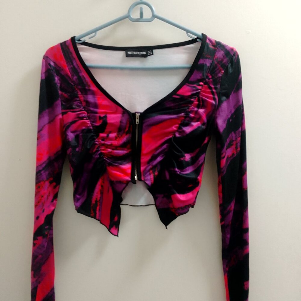 Pretty Little Thing, Long Sleeved, Ladies Zippered Blouse